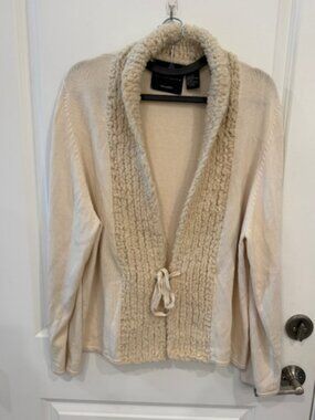 Michael Simon Vintage Cream Tie Front Cardigan
